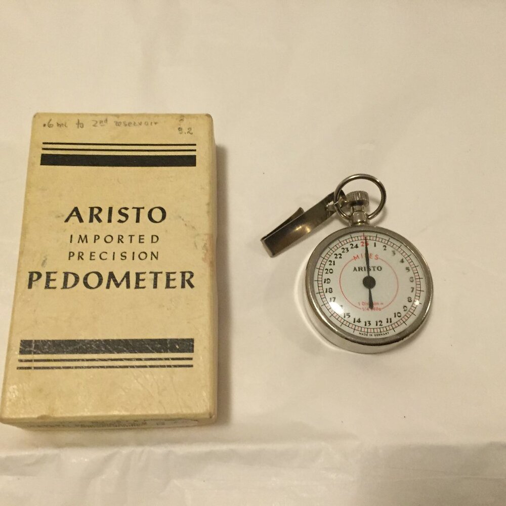 Vintage Pedometer #98 Aristo Adjustable Pace Setting Chrome w/Box Germany